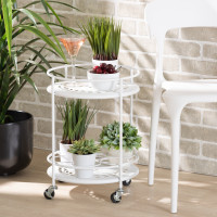 Baxton Studio H01-101134A-White-Cart Dallan Modern Industrial White Metal 2-Tier Kitchen Cart/